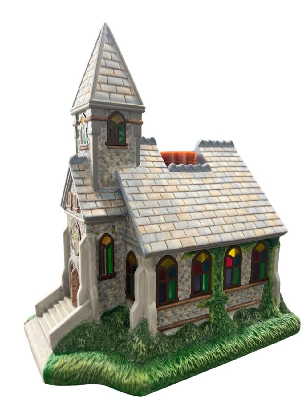 Partylite Olde World Village Light Up Chapel Ceramic Decorative Piece Retro NEW